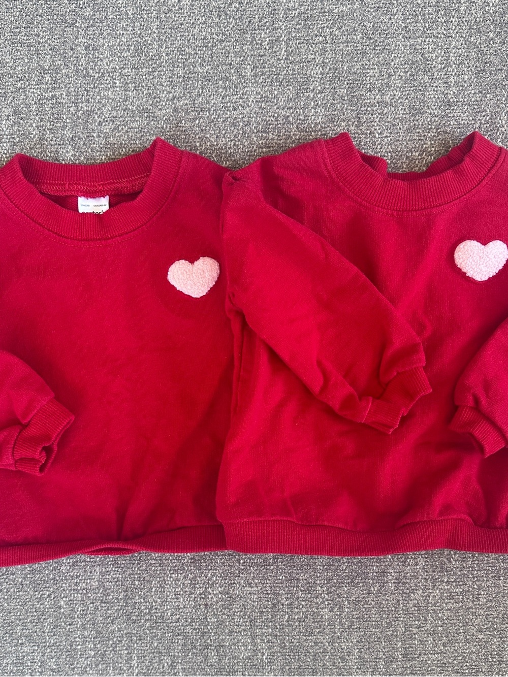 Twin girls jackets | Red Sweatshirts with Pink Heart Patch | Carters